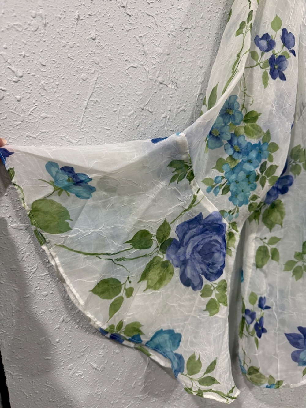 Dress Barn White Sheer‎ Floral Button-Up Blouse Flare Sleeves Size XL Y2K - Picture 8 of 8